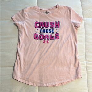 Under Armour Shirt Size YLG Girl’s Pink Crush Those Goals